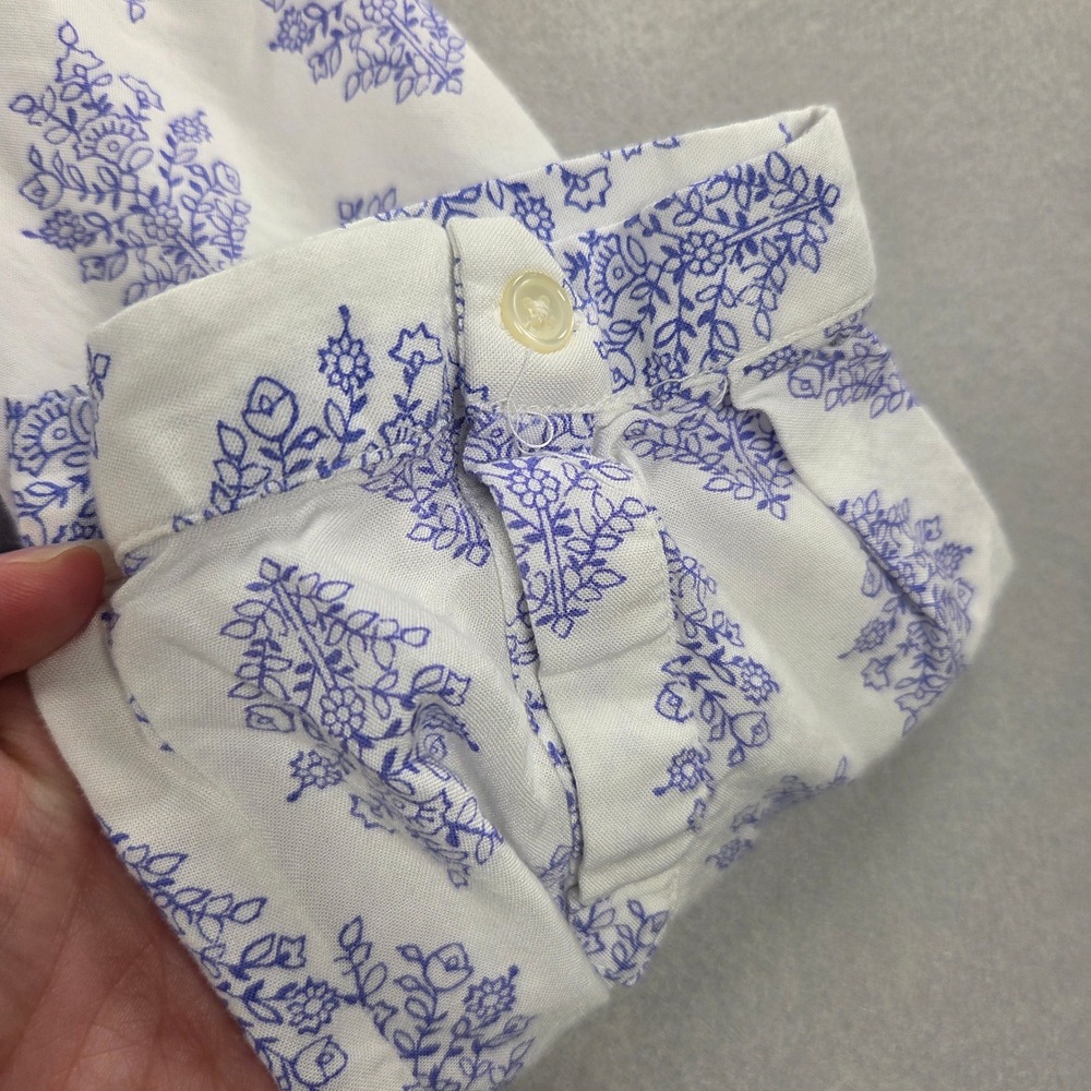 Old Navy Women Large Purple White Floral Block Print Viscose High Low Blouse - Picture 4 of 10